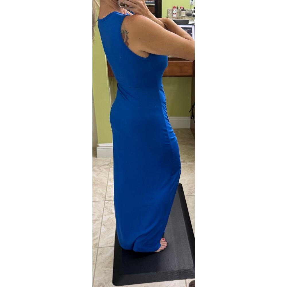 Shein NEW medium royal blue maxi cut out drawstring side slit sleeveless - Picture 8 of 10